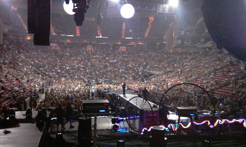 Roadies setting up the stage for Coldplay. - Coldplay Timeline